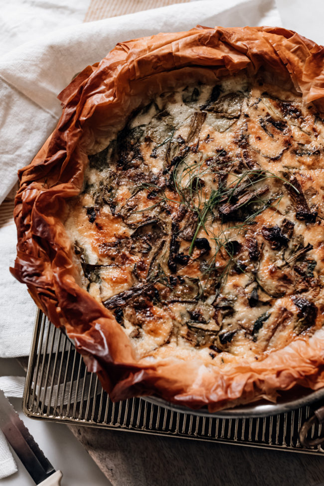 baked asparagus ricotta quiche with Phyllo crust