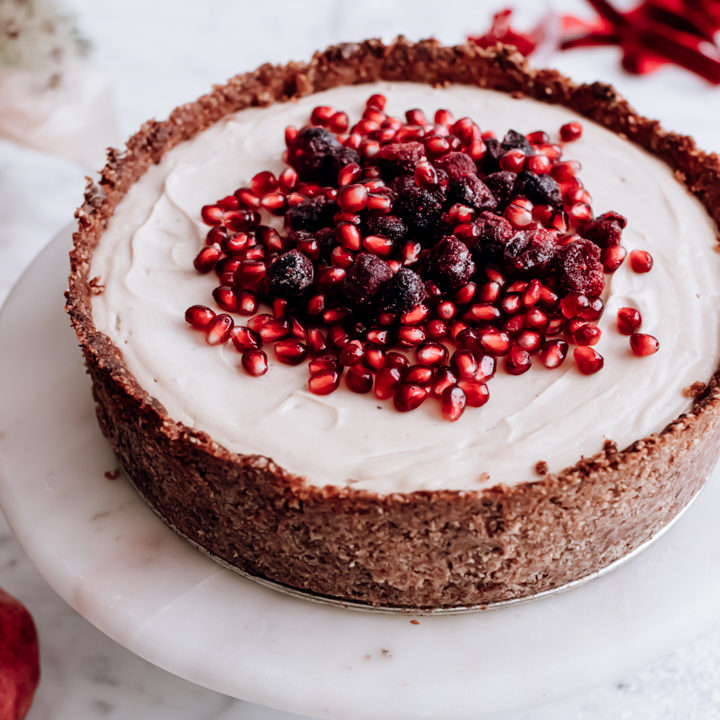 Dairy-Free Vanilla-Pomegranate Cheesecake