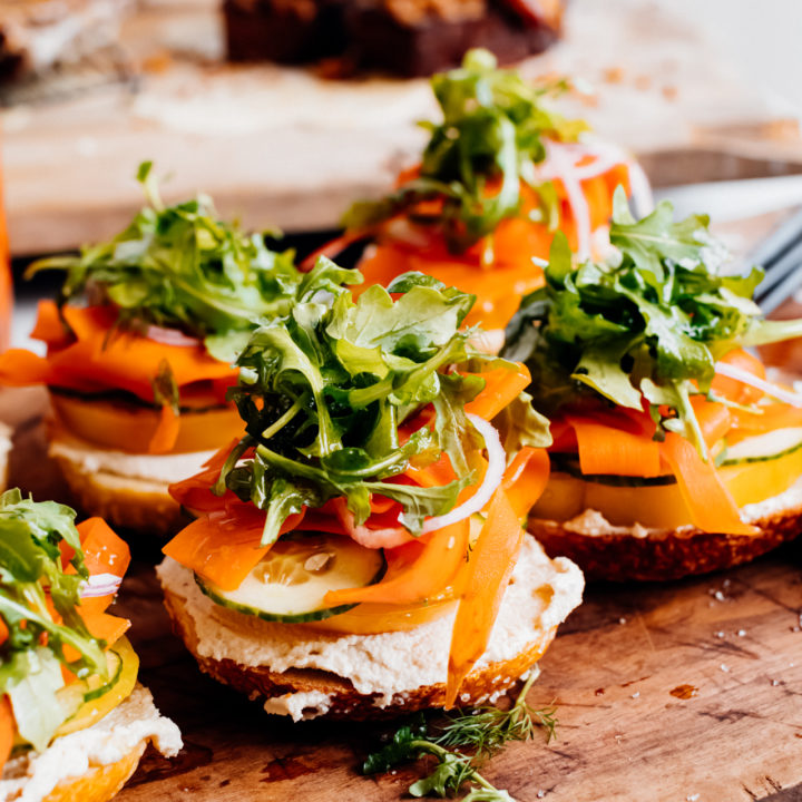 Vegan Bagel Sandwich with Carrot Lox and Cashew Cream Cheese