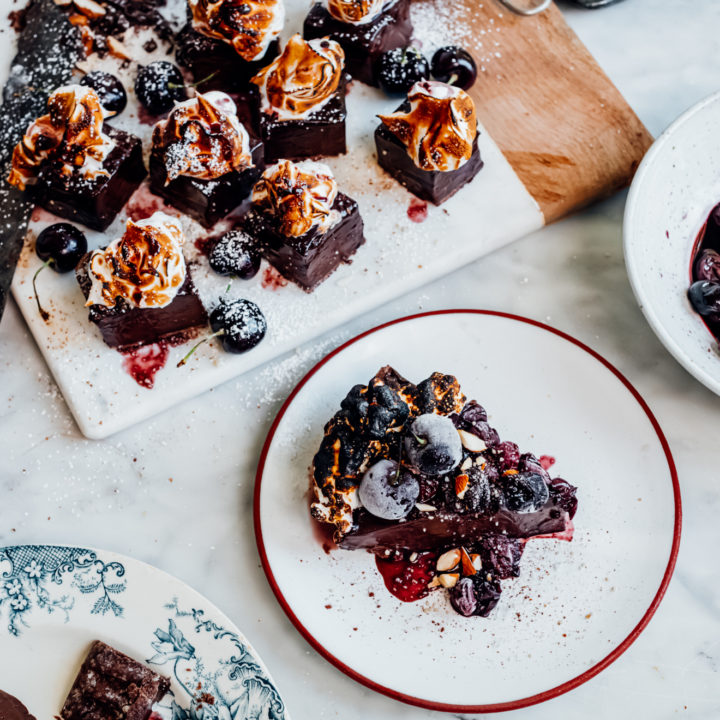 Gluten-Free Chocolate Tart with Cherries and Almonds 