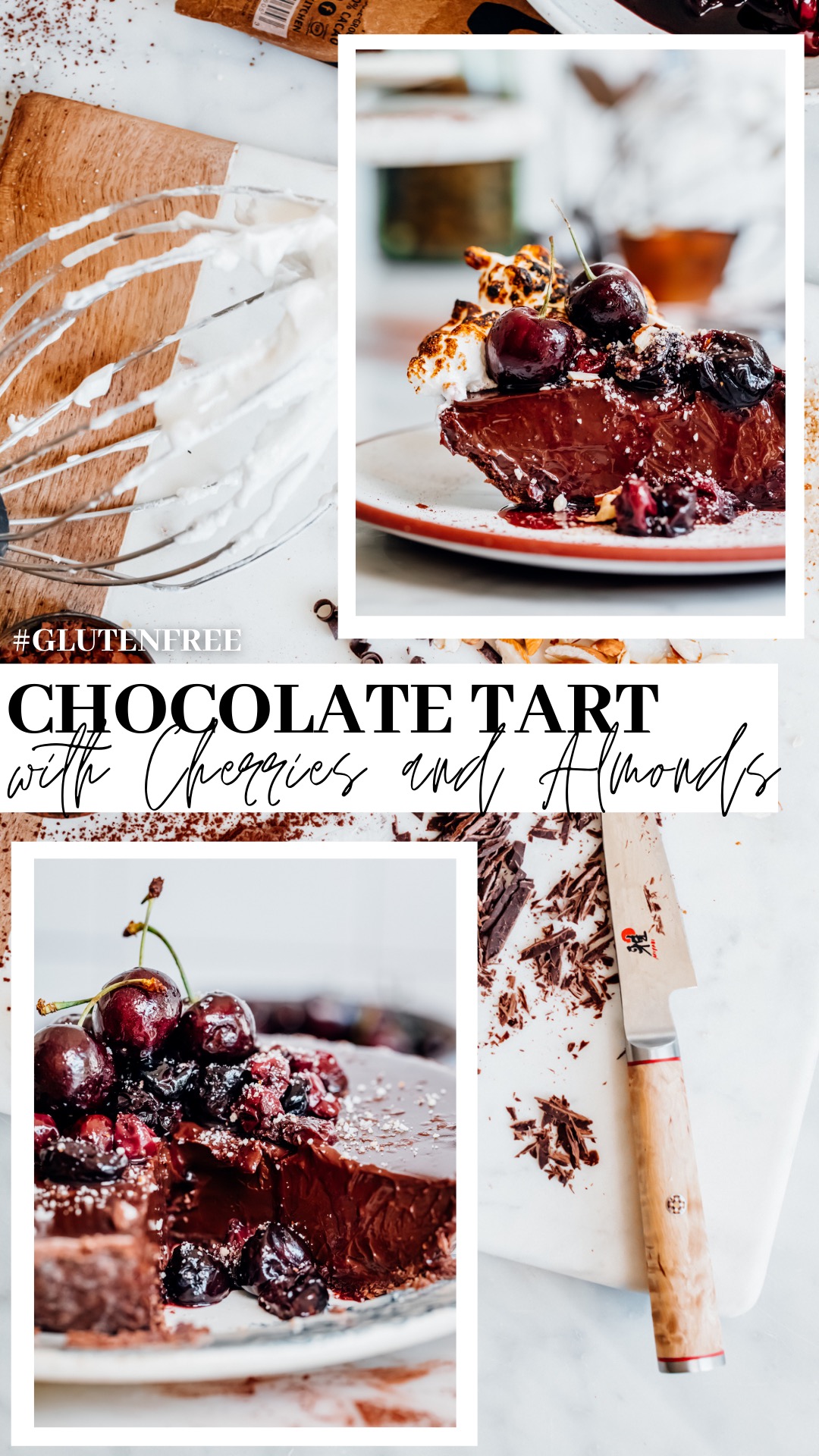 Gluten-Free Chocolate Tart with Cherries and Almonds
